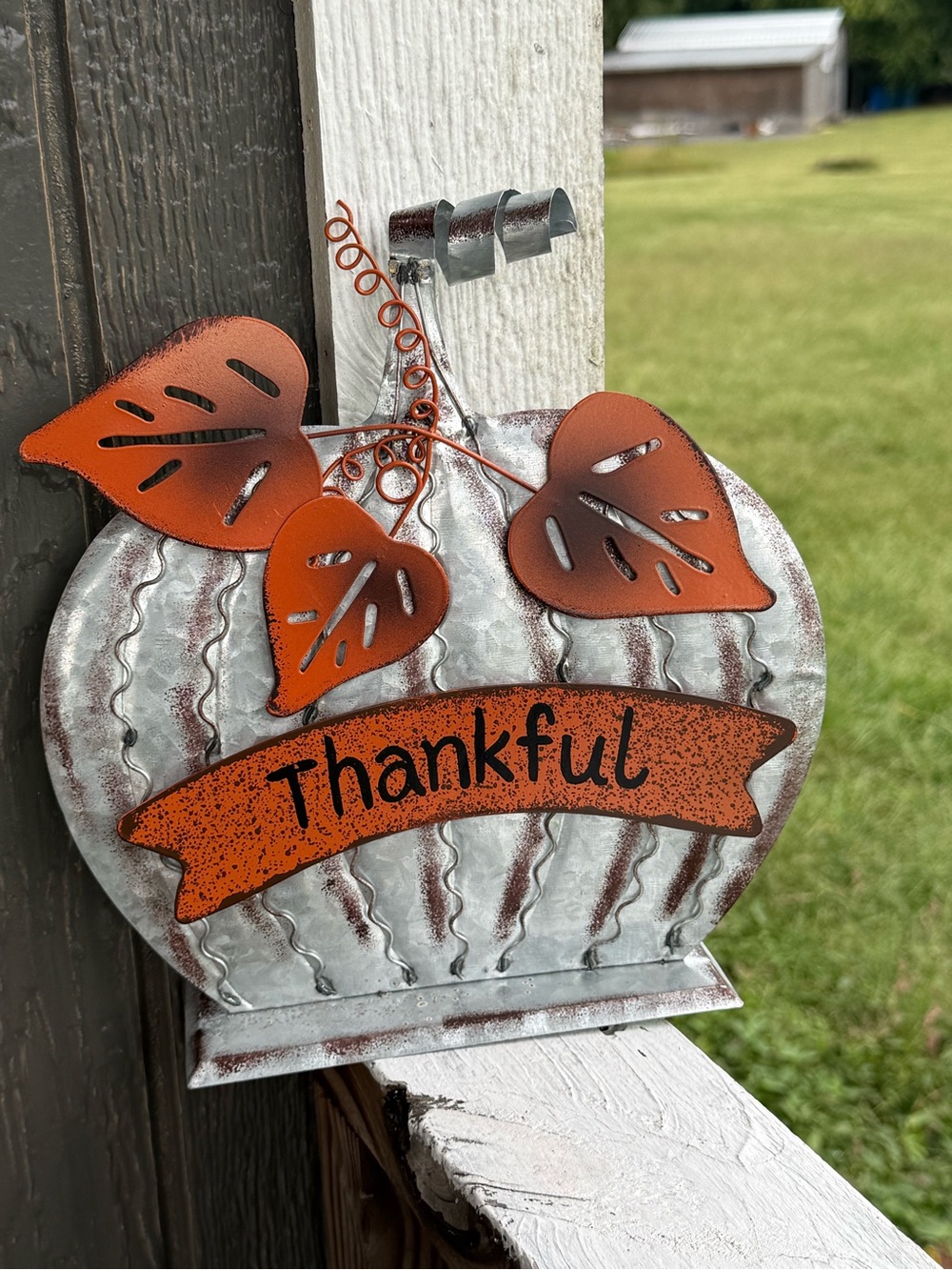 Galvanized Thankful Pumpkin Sign